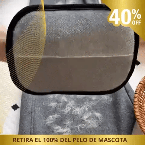 Guante retirando pelo de una superficie textil