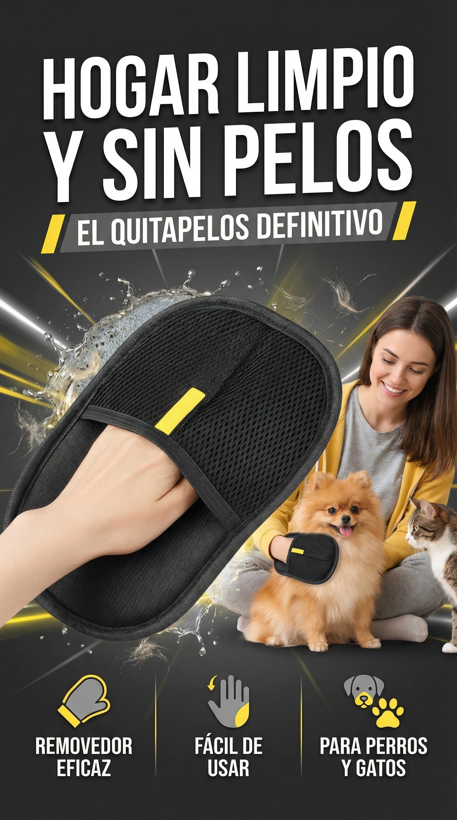 Resultado de limpieza con el guante quitapelos